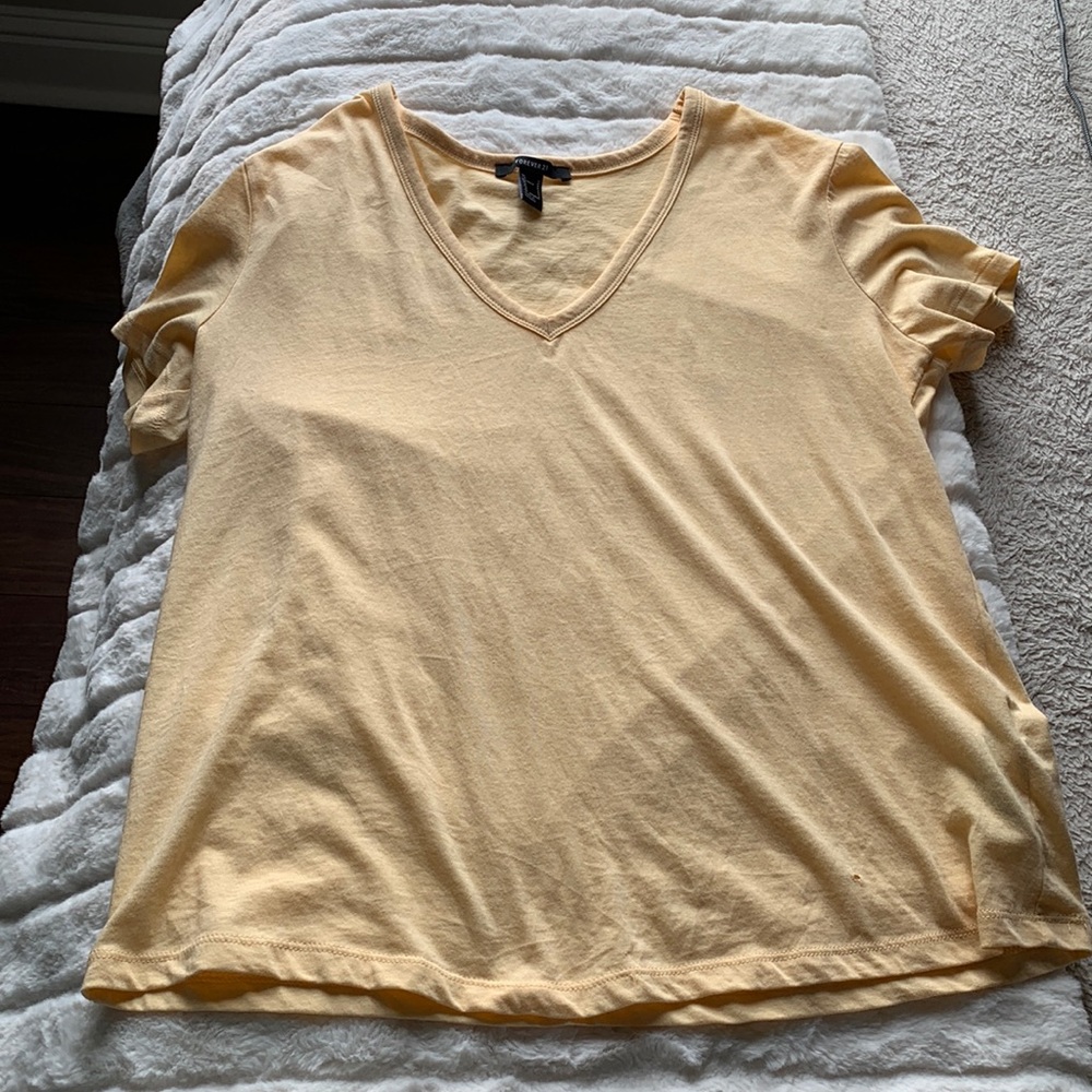 Buttercup Yellow V-Neck T-Shirt From Forever 21